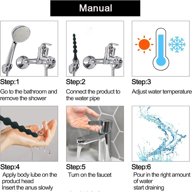WETIPS Silicone Enema Anal Douche BDoucheWasher Anale Anus Lavement Anal Cleaner Lavage Anal Shower Fitting Bidet Cleansing