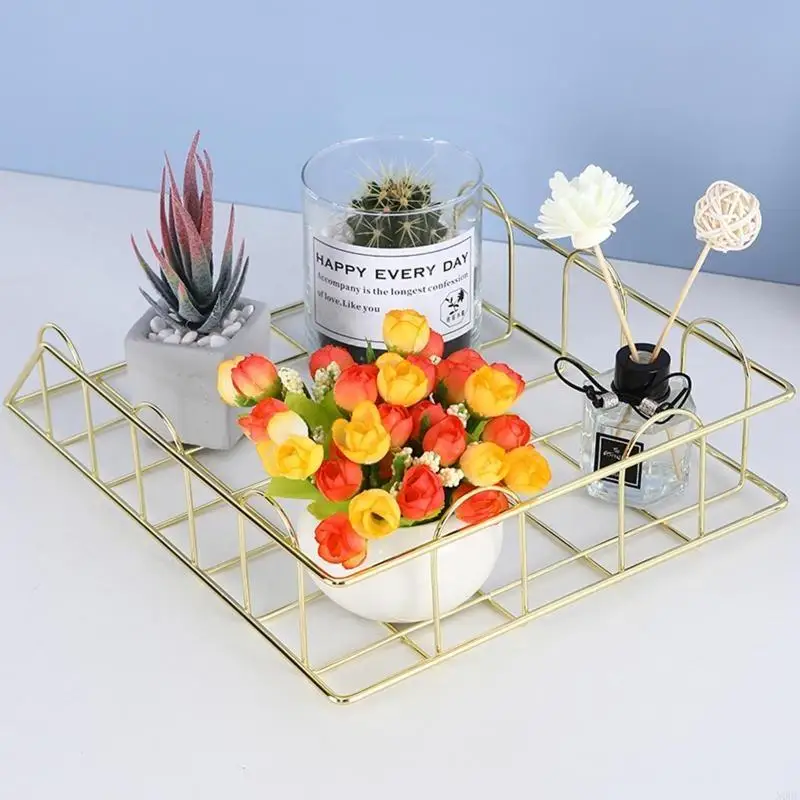 Multifunctional Stackable Paper Tray Desk File Desk Ornaments Rose Gold Golden for Office Home School Stores N0HC