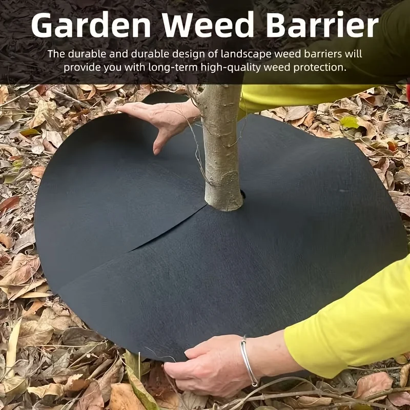 5pcs Weed Barrier Fabric, Breathable Non-Woven Garden Ground Cover Mat, Moisturizing Frost Resistant Lawn & Tree Protection Pad