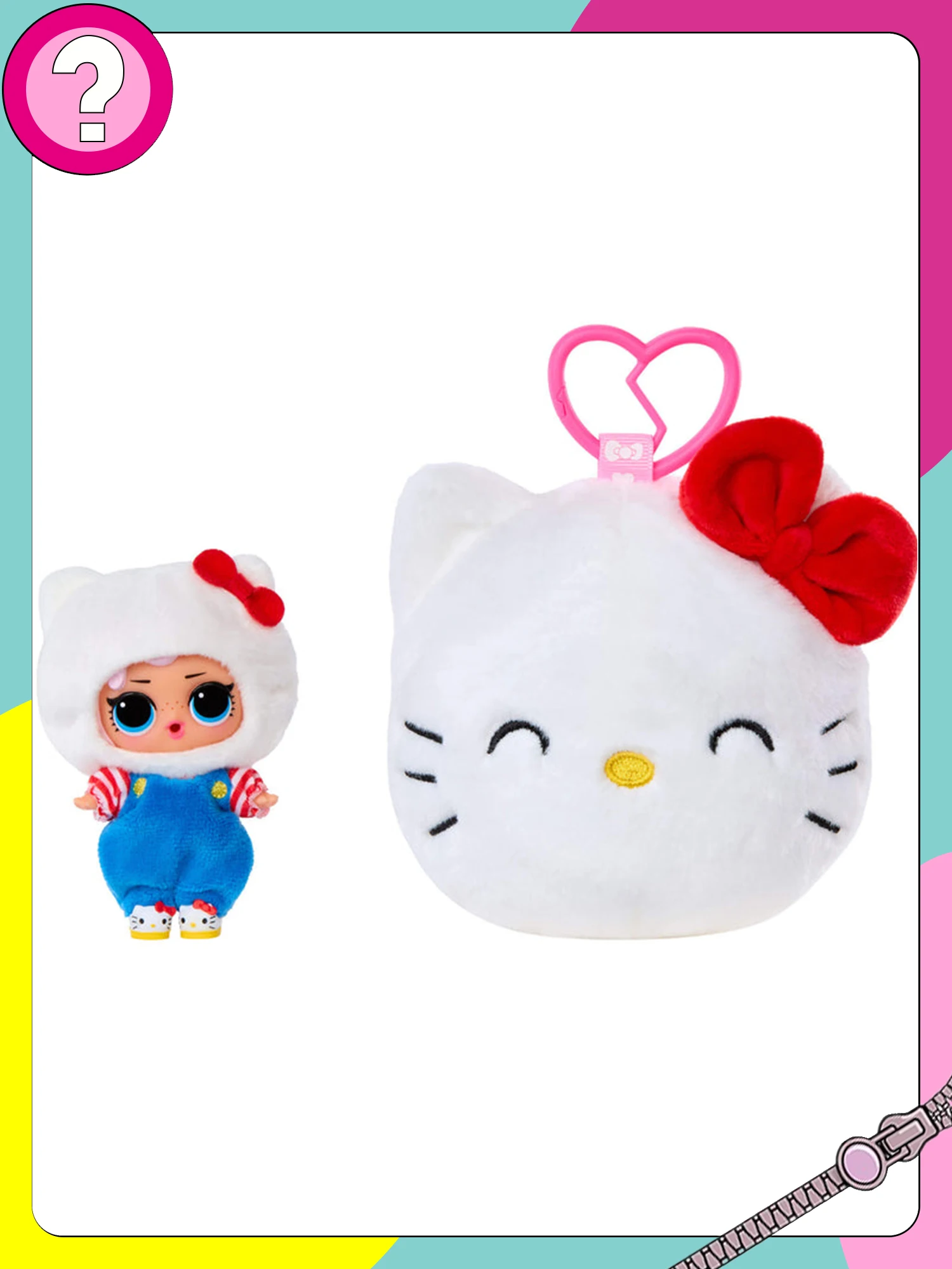 LOL HELLO KITTY AND FRIENDS Double-sided plush doll toy, gift for kids aged 3 and above
