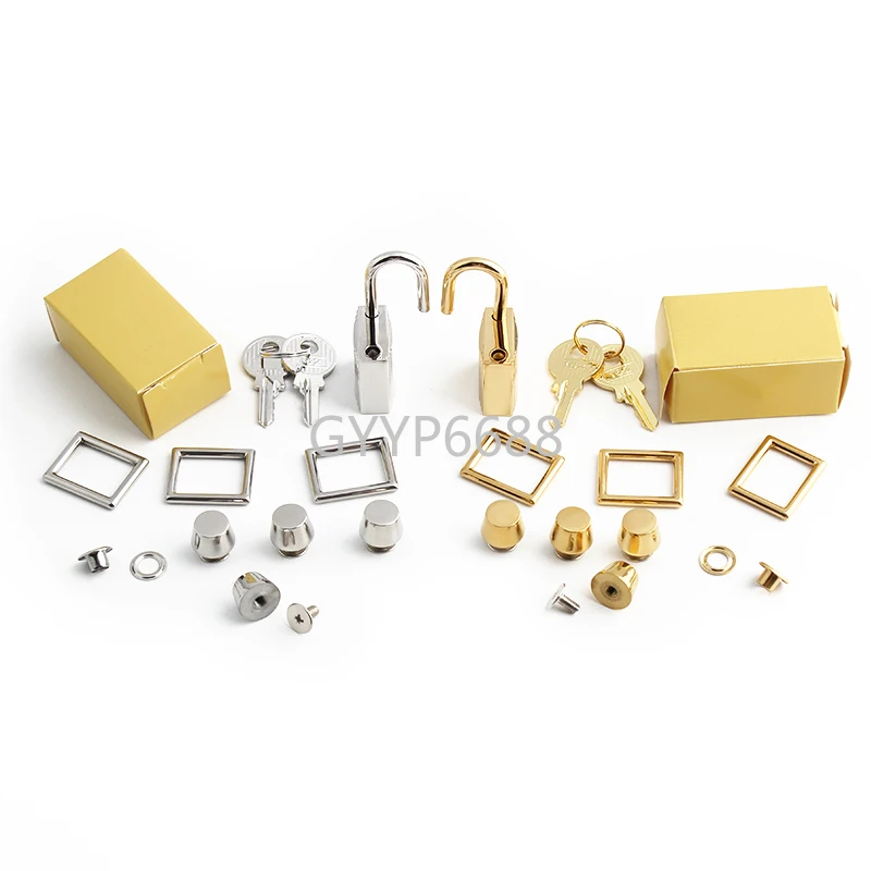 1-5/10Sets Black/Gold,Silver Two Sizes Stainless Steel Metal Eyelets Hanger Locks For Handbags Bags Rectangle Buckle Accessories