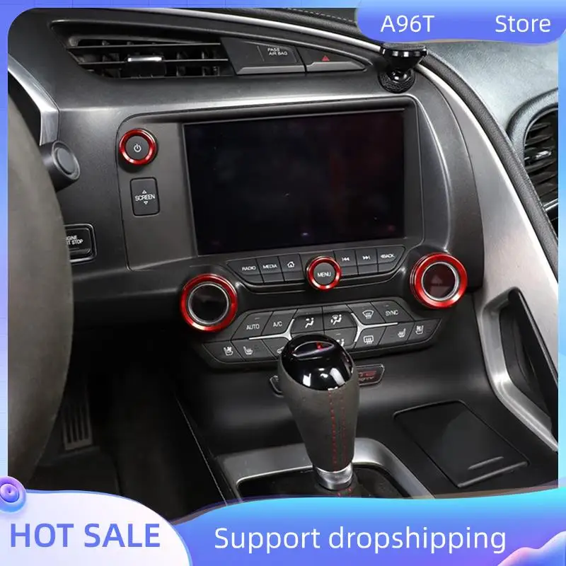 

A96T Car Central Console Silver AC Volume Knob Button Switch Cover Trim For Corvette C7 2014-2019 Parts