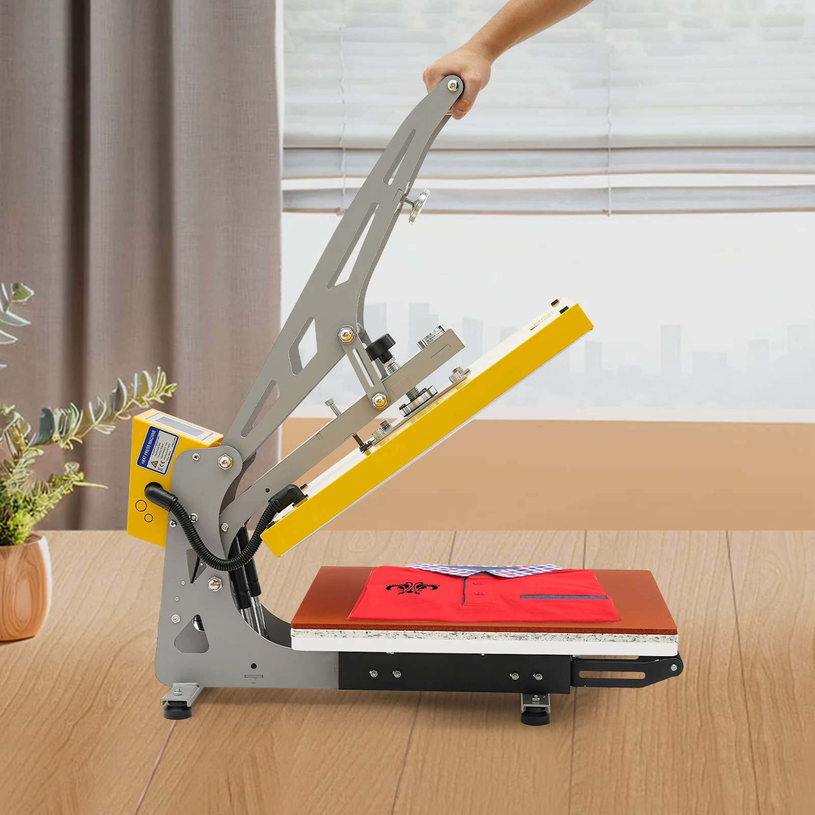 آلة الضغط الحراري من الحديد الأصفر، آلة نقل الحرارة 110 فولت 40*50 سم لأنماط الطباعة على عناصر مختلفة