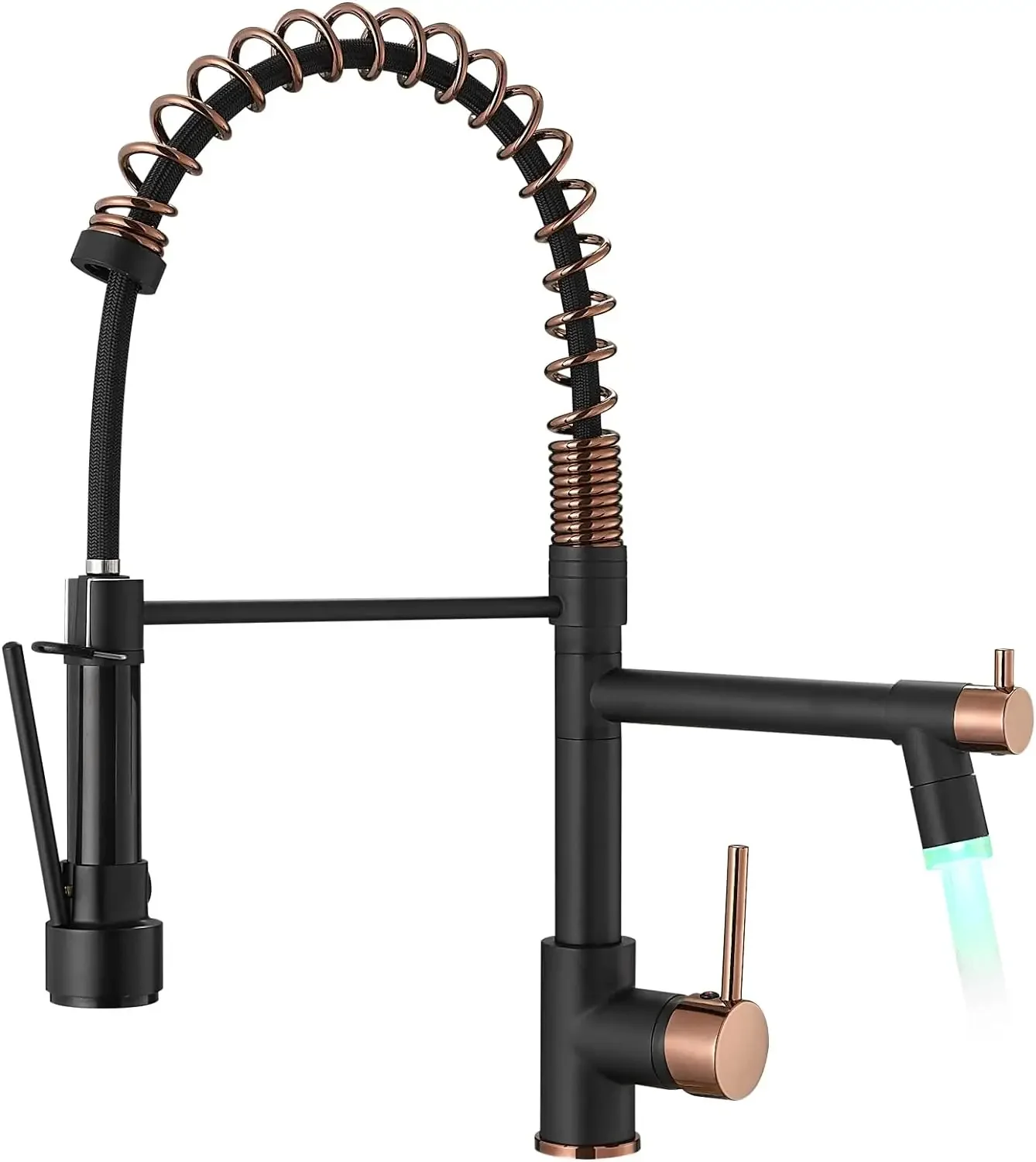 

Matte Black Kitchen Faucet AIMADI - Commercial Kitchen Faucets Single Handle Single Hole Spring Rose Gold Kitchen Faucet with Pu