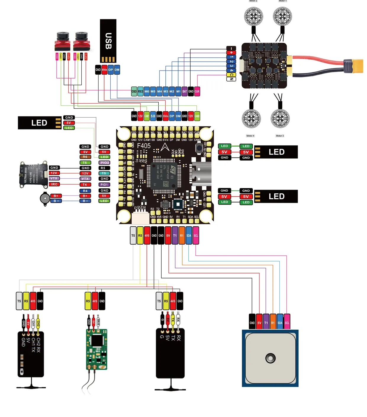 DAKEFPV F405 55A Stack 30,5X30,5mm ICM42688P BLS55A 4in1 ESC 3-6S FC&ESC INav Betaflight Konfigurierbar – Detail 15