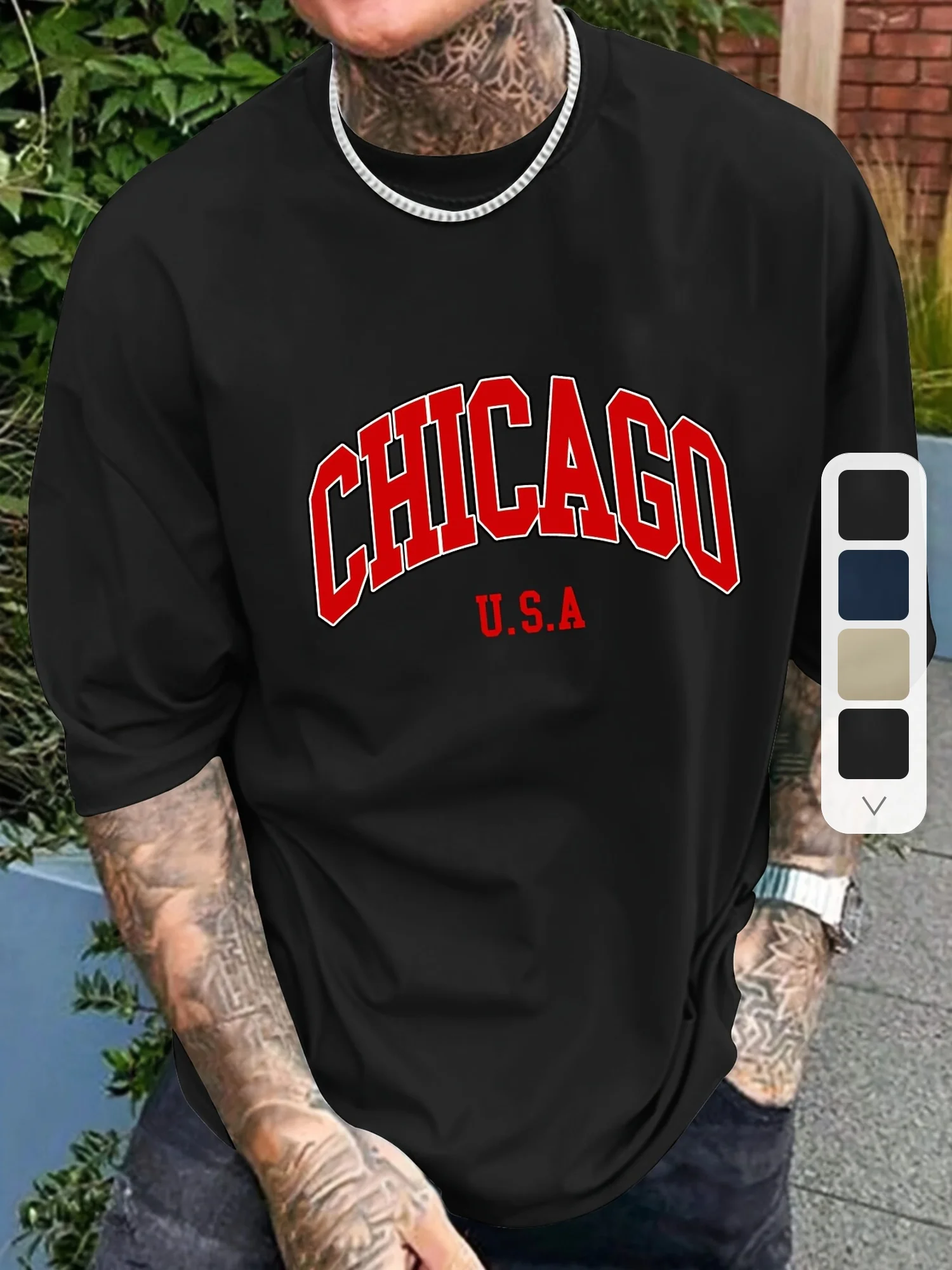 

Men'S Red Chicago Graphic Tee - Stylish Chicago Design Short Sleeve T-Shirt for Casual Attire, Lightweight & Comfortable Fabric