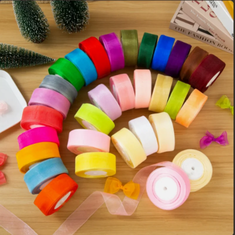 (50yards/roll) 40mm Organza Ribbon DIY Craft Hair Clip Headpiece Butterfly Wedding Ceremony Party Candy Box Decorative Ribbon