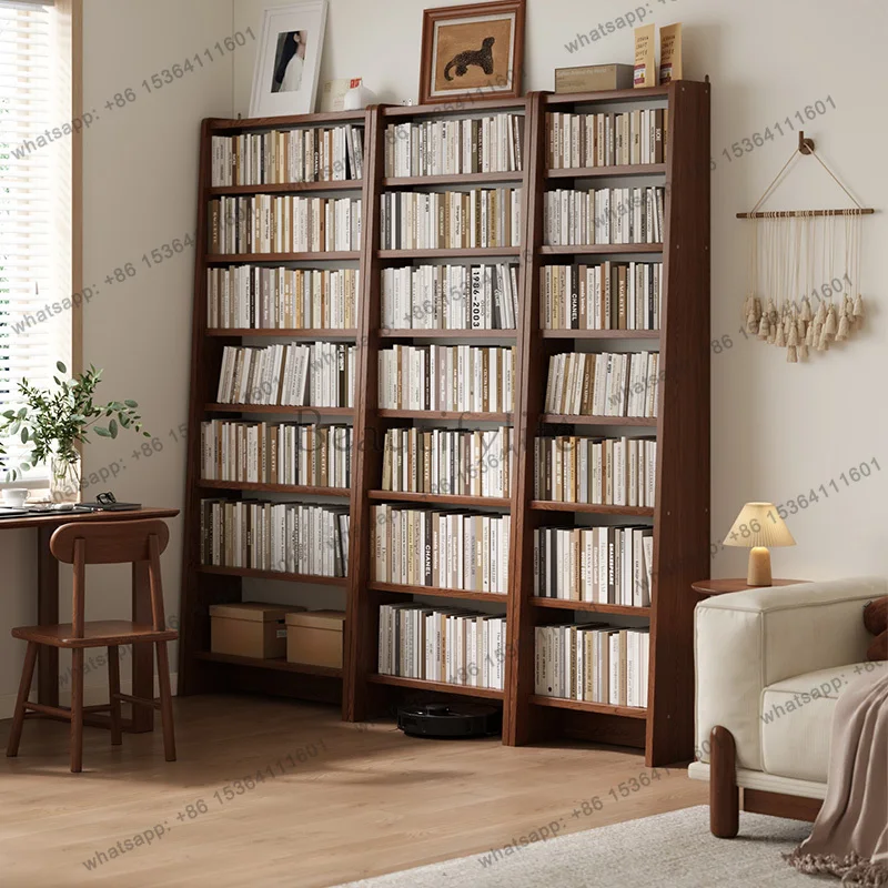 Tilted Bookshelf Solid Wood Trapezoid Bookshelf Partially Adjust Shelf Bookcase Furniture Minimalist Modern Reserved Baseboard