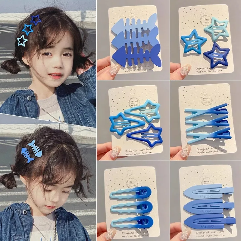 

2025 New Summer Kids Hair Clips Klein Blue Bangs Side Clip for Girls' Forehead Fringe