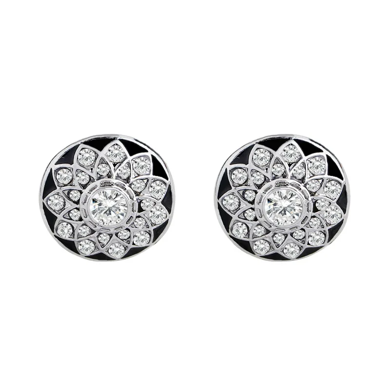 

2pc/set Fashion Luxury Round Cufflinks for Men French Snowflake Zircon Geometric Cufflinks Shirt Jewelry Gift for Father 2025