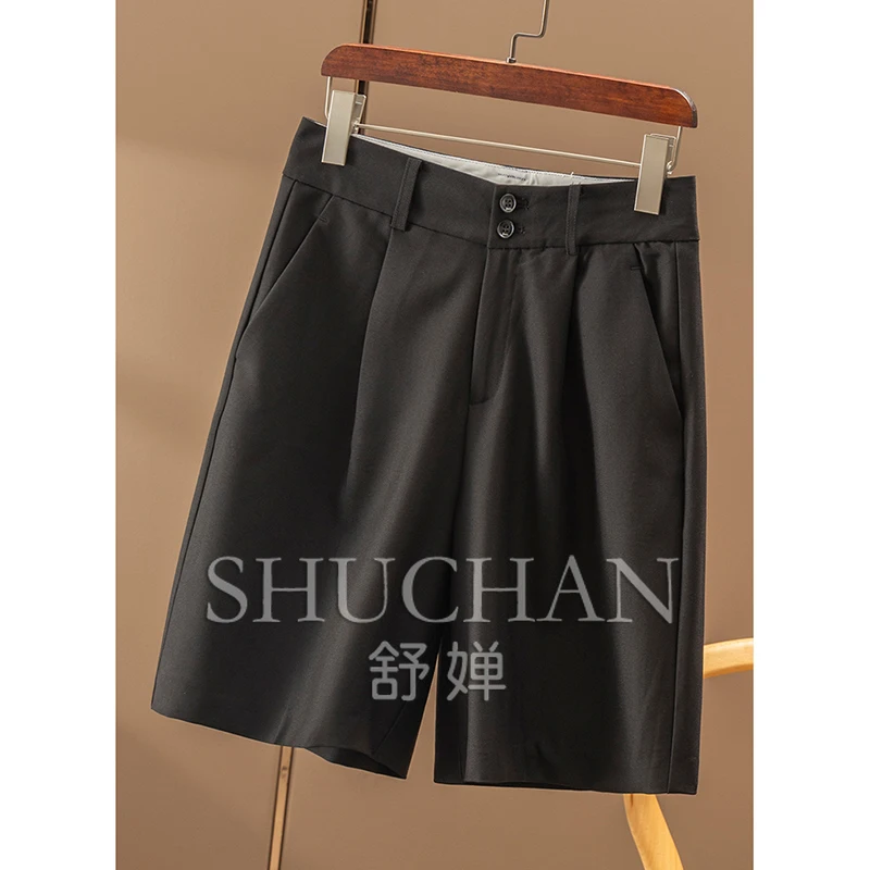 High Waist Straight Five-point Trouser Summer Women 6W16 Pantalones Cortos Short Pants Women