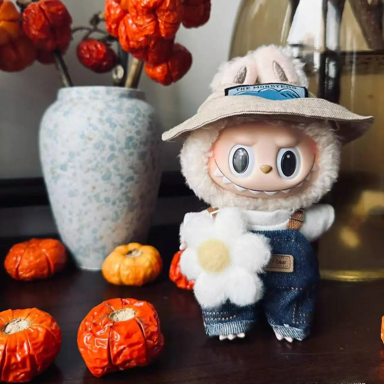 

Only Clothes Labubu Dolls Blue Clothes First And Second Generation Suspenders Haruno Outing Small Flower Hat Cute Spring
