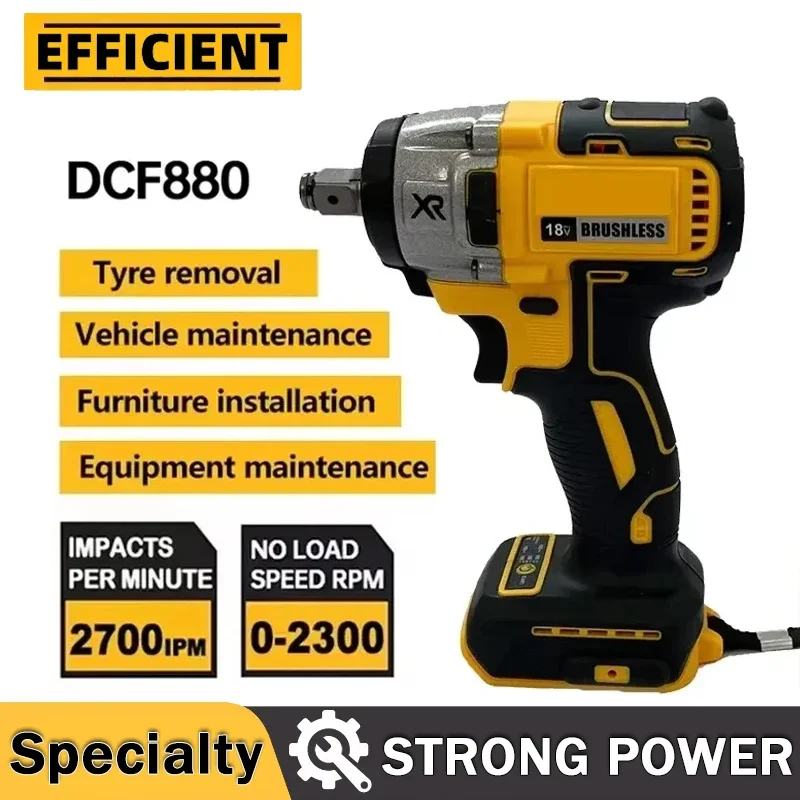 Fit Dewalt DCF880 3300RPM Brushless Impact Wrench High Torque Cordless Electric Wrench Tire Repair Tool Rechargeable Power Tools