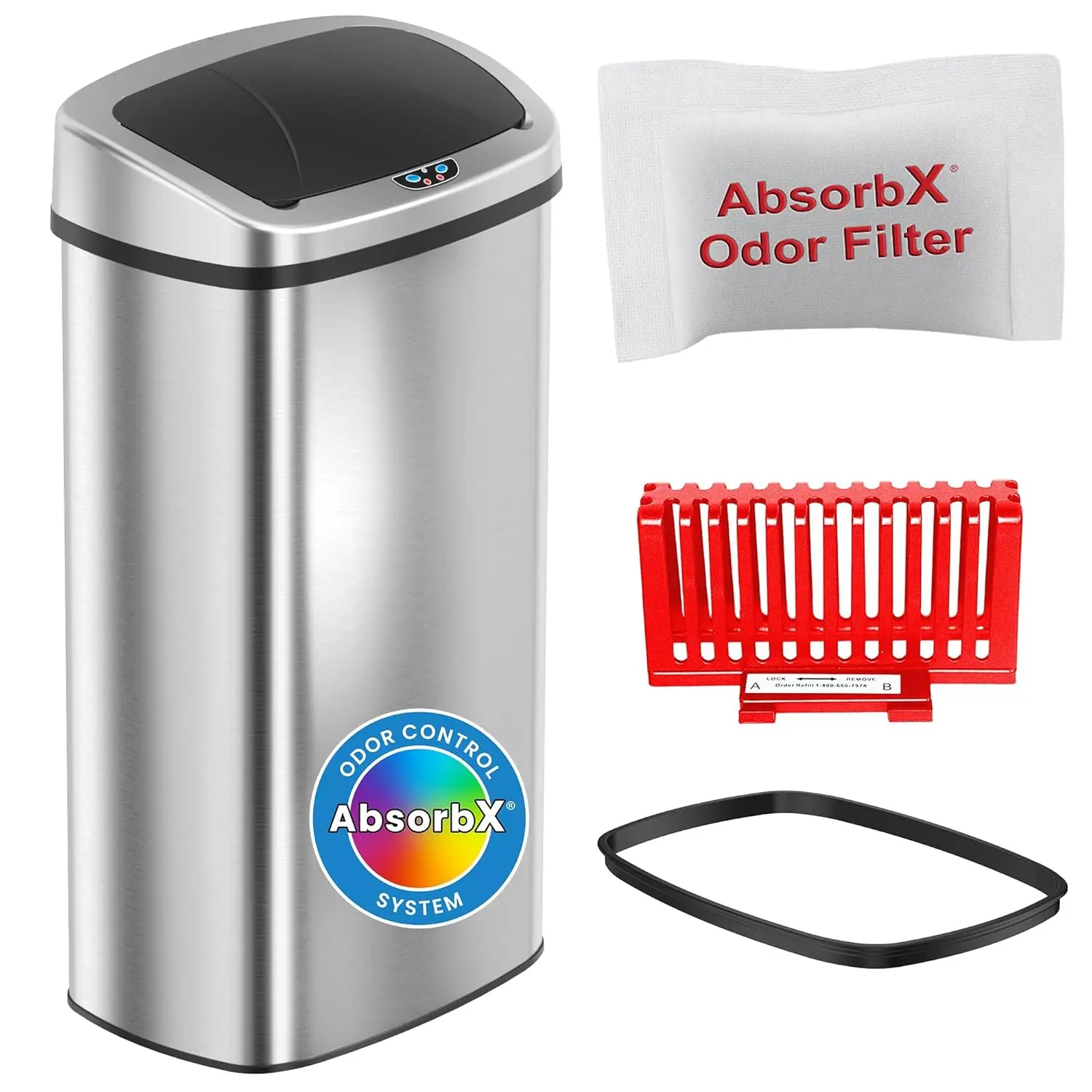 

24 Gallon / 91L Sensor 2.0 Trash Can with Lid Commercial Grade Automatic Stainless Steel Touchless Garbage Bin, AbsorbX Odor