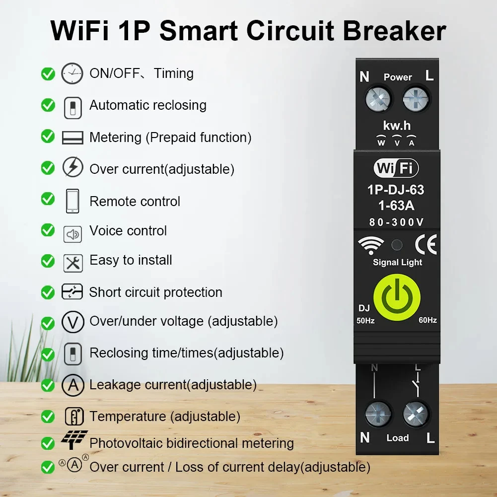 Tuya WiFi inteligentny wyłącznik automatyczny ON OFF przełącznik czasowy fotowoltaiczny dwukierunkowy miernik energii licznik automatycznego