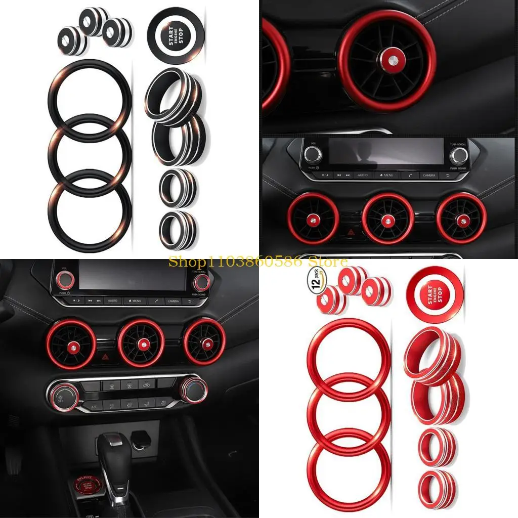 242A 12PCS Car Interior Accessories For Select Model Nonslip Knob Covers Easy Installation Knob Cover Trim
