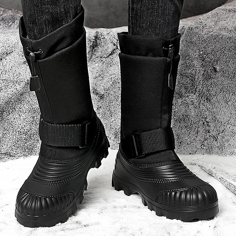 Men Snow Boots Winter High Boots for Man Outdoor Travel Mid-calf Boots Elastic Non-slip Plus Velvet Keep Warm Winter Shoes