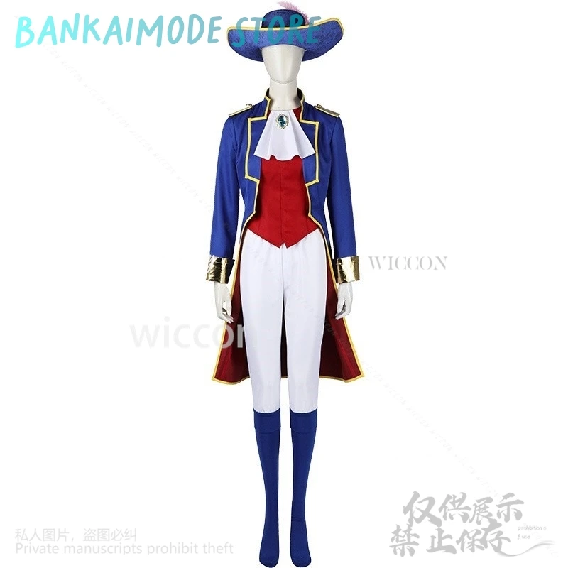 Anime Gra Księżniczka 코스프레 Strój Rycerski Długi Niebieski Płaszcz Kapelusz Kowbojski Kawaii Y2K Spodnie Peruki Śliczne Jirai Kei Dziewczyny Dzieci Personalizowane