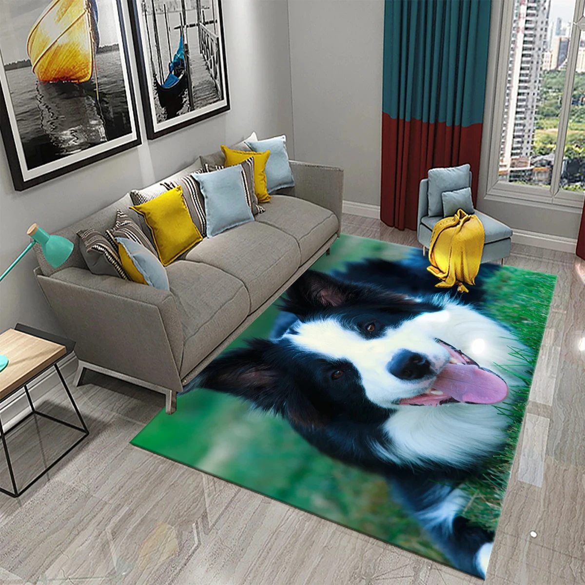 

Lovely Border Collie Carpet Cute Pet Dog Animal Non-Slip Doormat Carpet Floor Mat for Bedroom Living Room Hallway Home Decor Rug