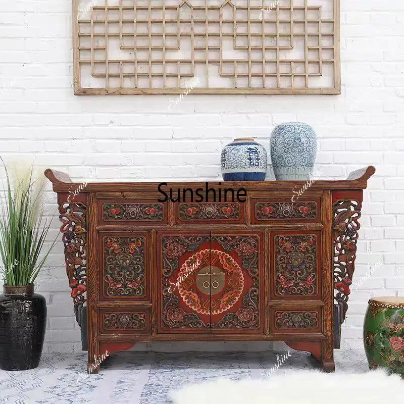 New Chinese-style engraving and painting porch warping head strip case