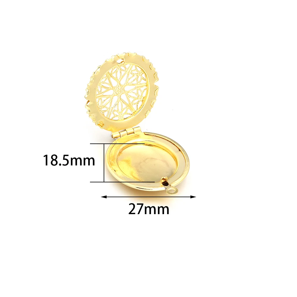 2Pcs Hollow Engraved Round Necklace Pendant Photo Box Pendant Retro Round Shape for DIY Necklace Jewelry Making Accessories