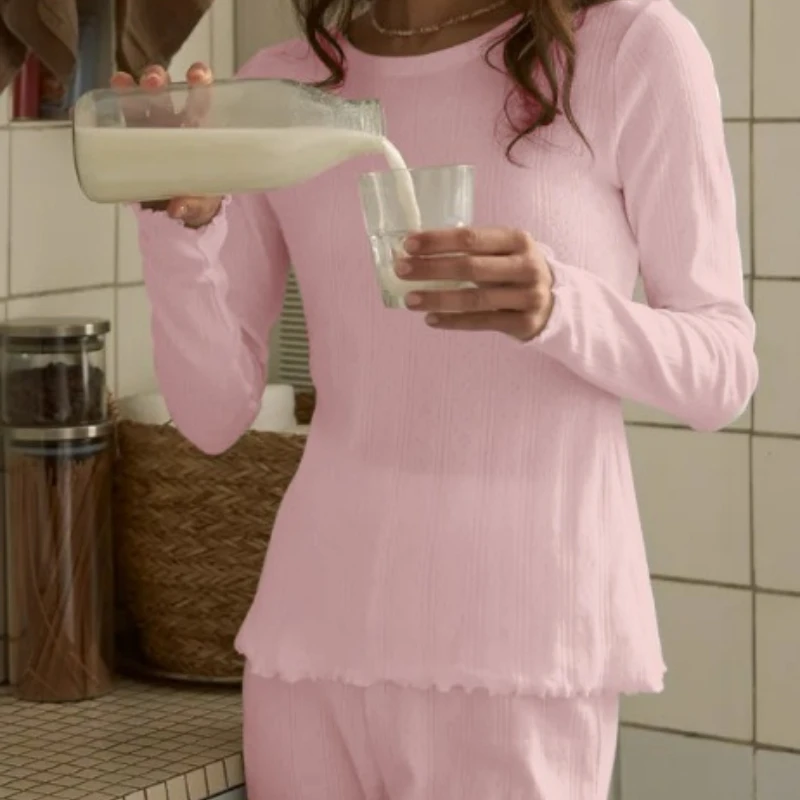 

Women Pajama Spring Small Floral Printing Long-sleeved Trousers Two Piece Pajama Sets Casual Home Clothes Sleepwear for Sleeping