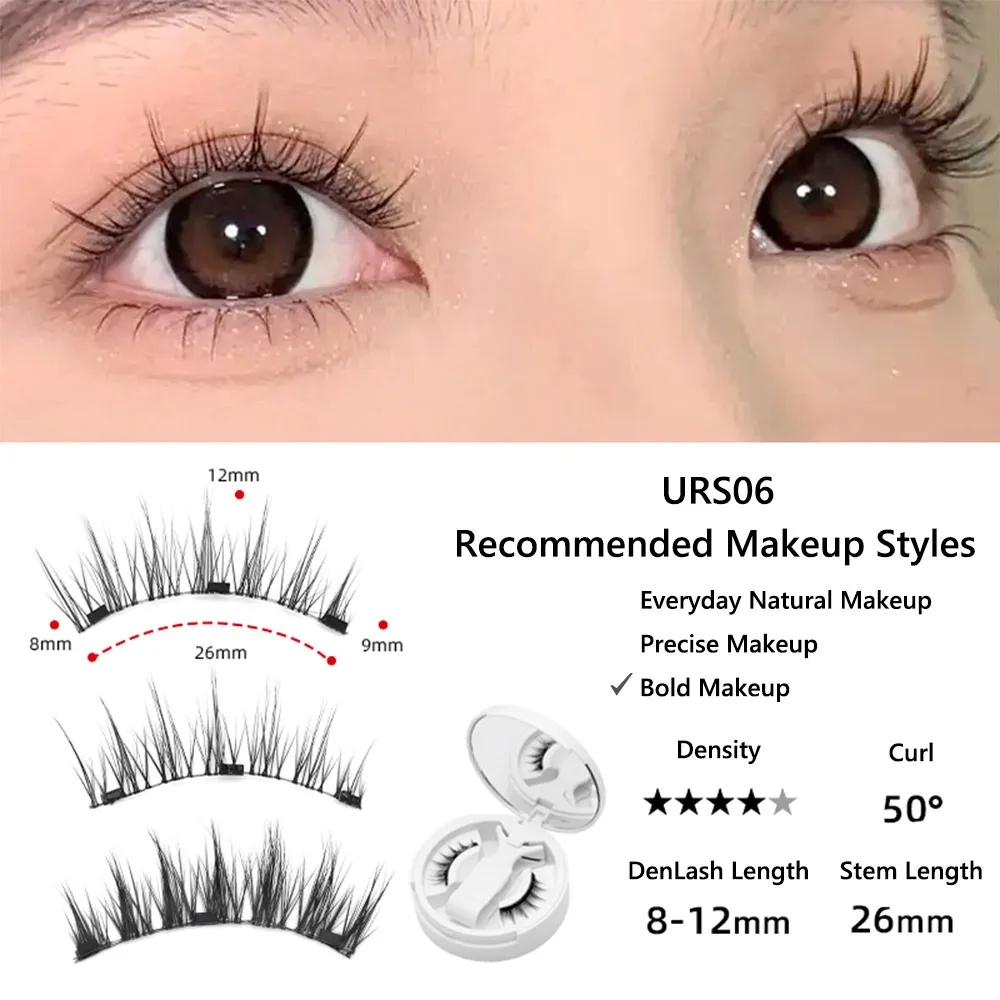 Pestañas magnéticas sin necesidad de pegamento con aplicador, pestañas postizas magnéticas reutilizables de ojo de zorro, Kit de pestañas magnéticas de aspecto Natural