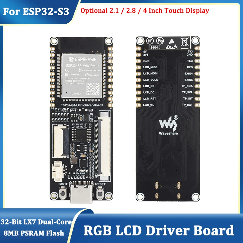 

Плата драйвера ESP32-S3 LCD 32 бит 240 МГц LX7 двухъядерный процессор 8 Мб PSRAM и Flash WiFi + BT ESP32 модуль с дополнительным сенсорным дисплеем RGB