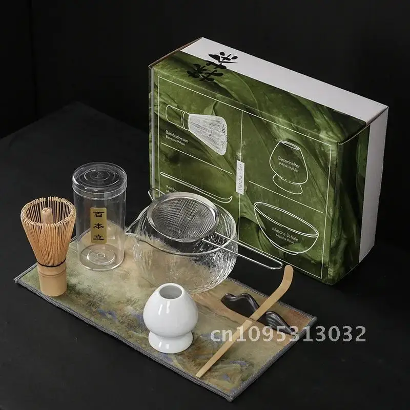 

4/7Pcs Matcha Tea Scoop Bamboo Whisk Set Glass Matcha Kit Handmade Tools Japanese Bowl Indoor Tea-making Matcha Traditional