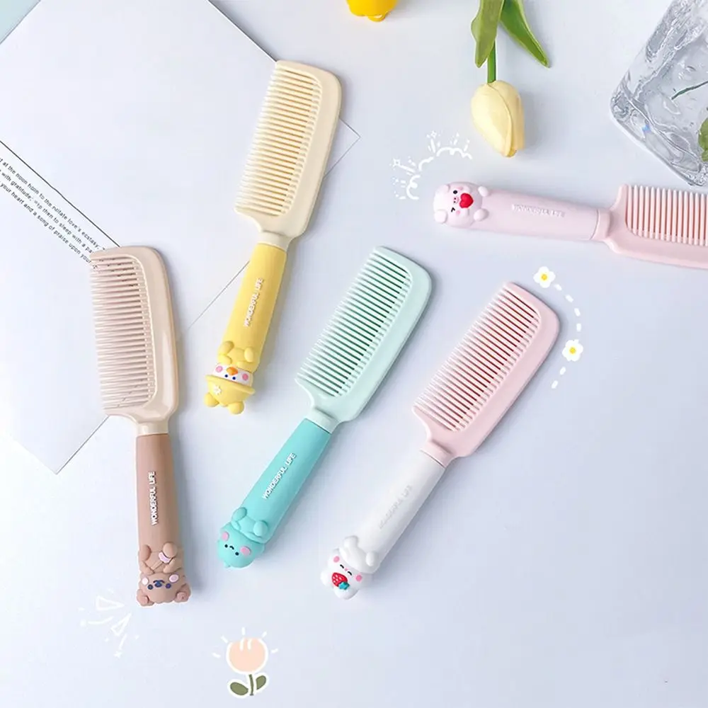 Portable Cute Hairdressing Comb Cartoon Anti-static Massage Comb Girl Heart Untangling Straight Hair Comb Girls