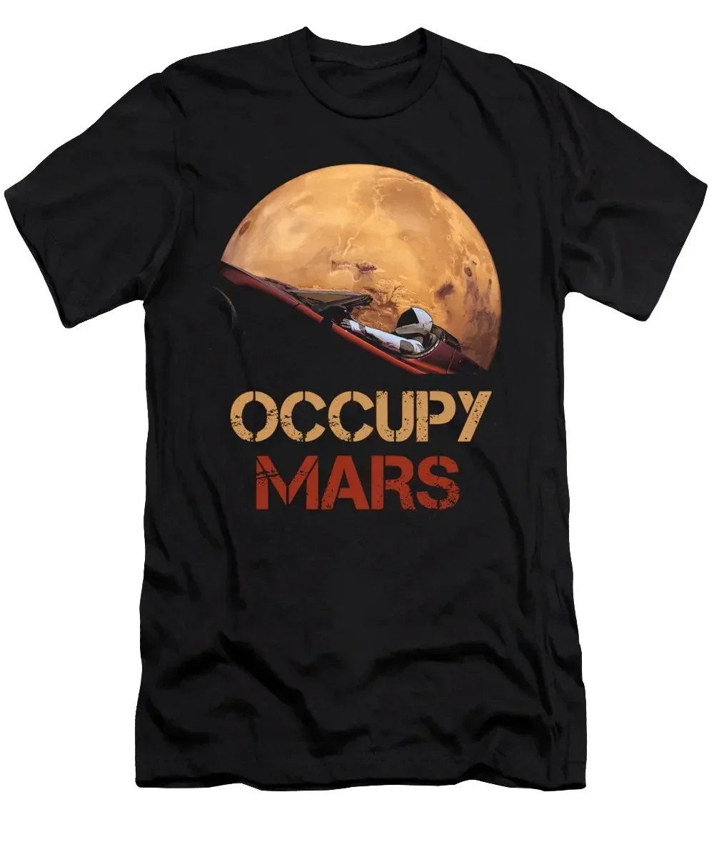 Streetwear Camisa Rinted T-shirt Top Summer Street Fashion Elon Musk's T-shirts for Man Occupy Mars Game harajuku clothing funny