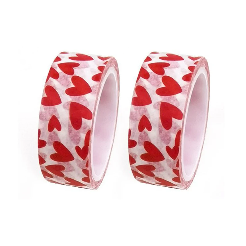 

Декоративная бумажная лента «сделай сам», красная лента с сердечками и узором на День святого Валентина, самоклеящиеся милые канцелярские принадлежности, школьные принадлежности 1,5*500 см