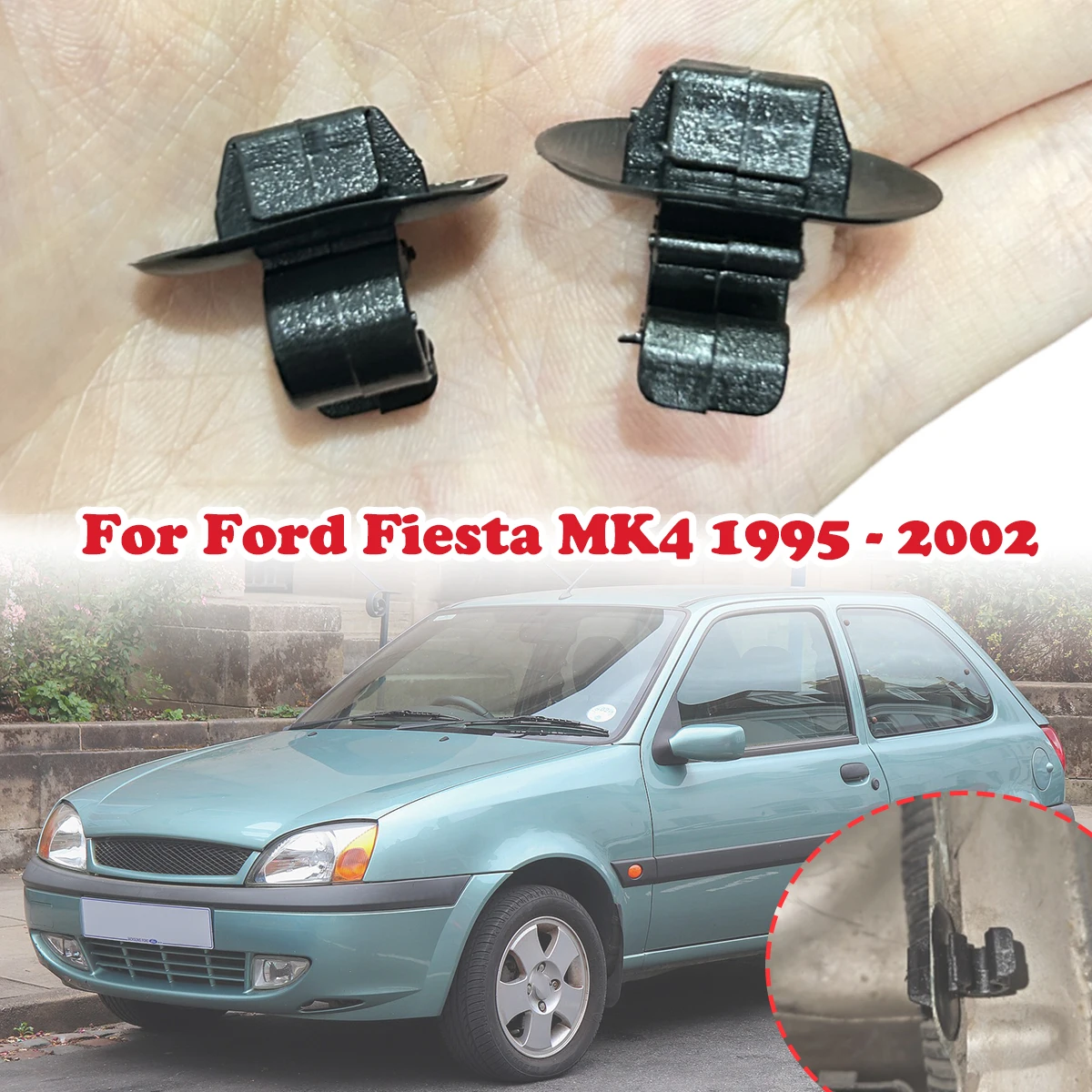

For Ford Fiesta MK4 1995 1996 1997 1998 1999 2000 - 2002 Retainer Hood Bonnet Rod Support Prop Plastic Clips Clamp Holder 792834