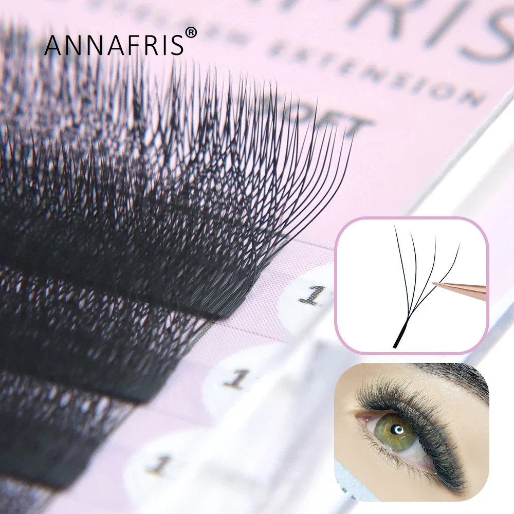 ANNAFRIS 4D W-Shaped Eyelash Extension C/D Curl High Quality Individual Premade Volume Fan Mink Lashes W Cilios