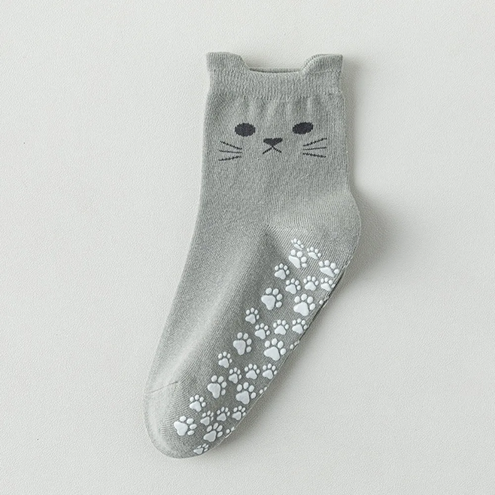 

New Cotton Pilates Socks Breathable Sweat-absorbent Cat Embroidery Socks Non-Slip Grip Casual Yoga Socks