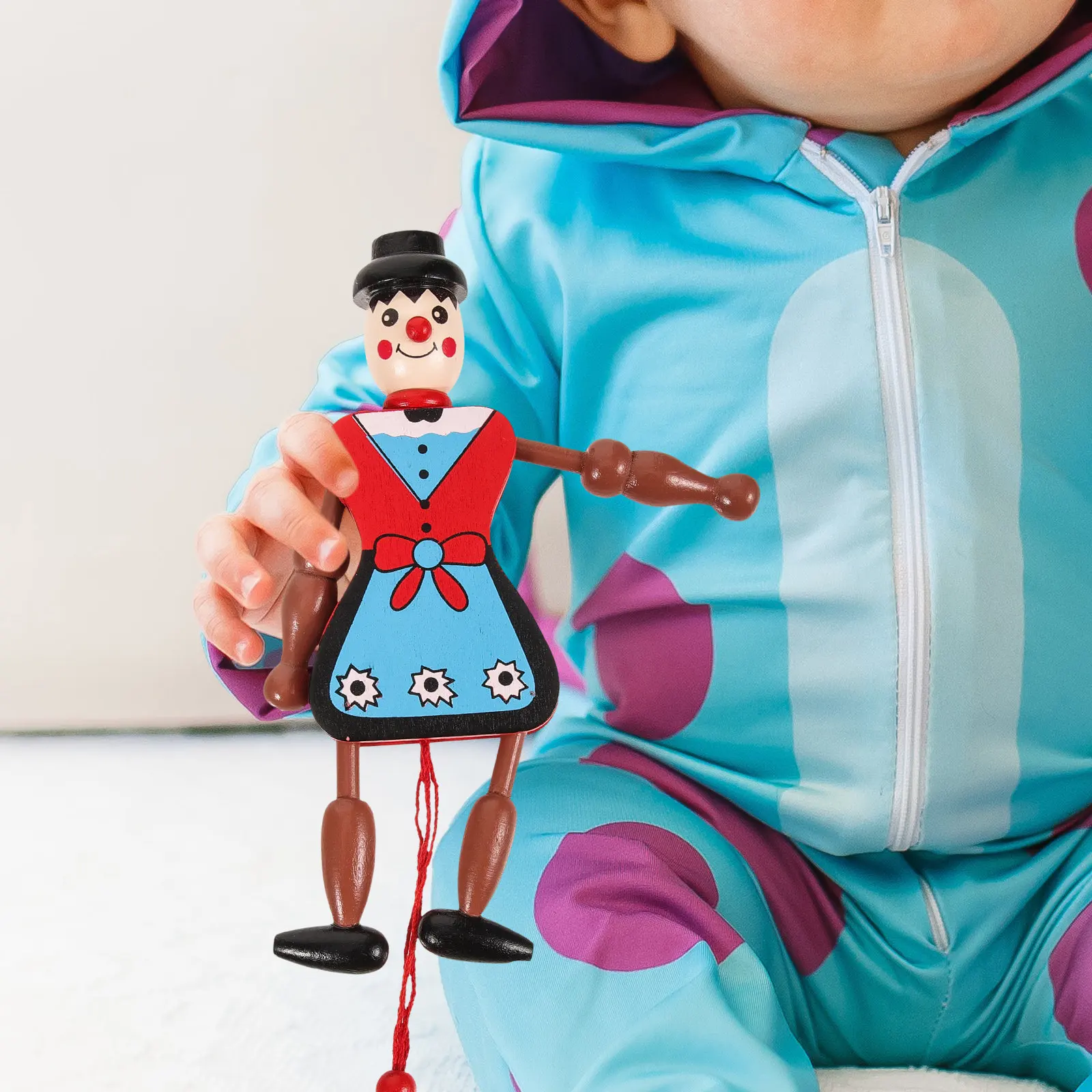 

4Pcs Wood Puppet Hanging Pull String Marionette Interactive Parent Child Pretend Play Creative Ornament Wooden Marionette Puppet