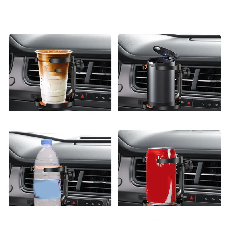 Foldable Car Cup Holder For Air Vent Universal Drink Rack Stand For Water Bottles & Ashtray Anti-Shake Stable Auto Organizer