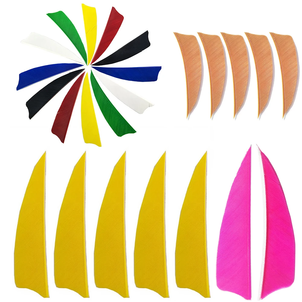 

50pcs 3" Archery Turkey Feather Shield Cut Real Arrow Fletching Arrow Vanes for Bow Outdoor Hunting Shooting Target Accessories