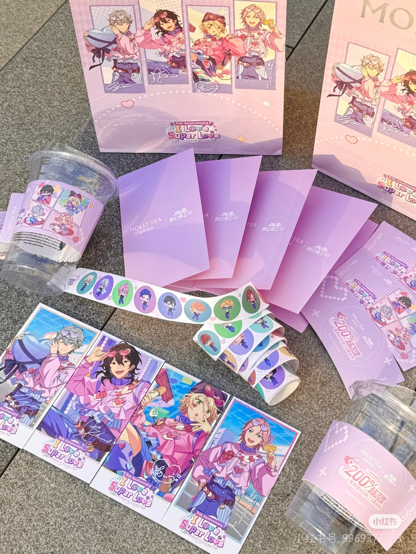

MOLLY TEA X Ensemble Stars 2 5th Anniversary Shiratori Aira Sakuma Rei Sena Izumi Oukawa Kohaku Collection Card Stickers Bag