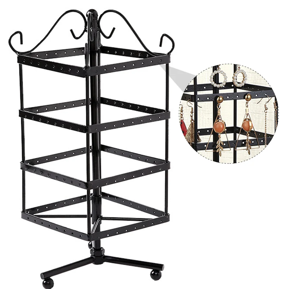 

1Pcs Iron Square Jewelry Display Rack Rotating Style Jewelry Storage Organizer Practical Gift Rack