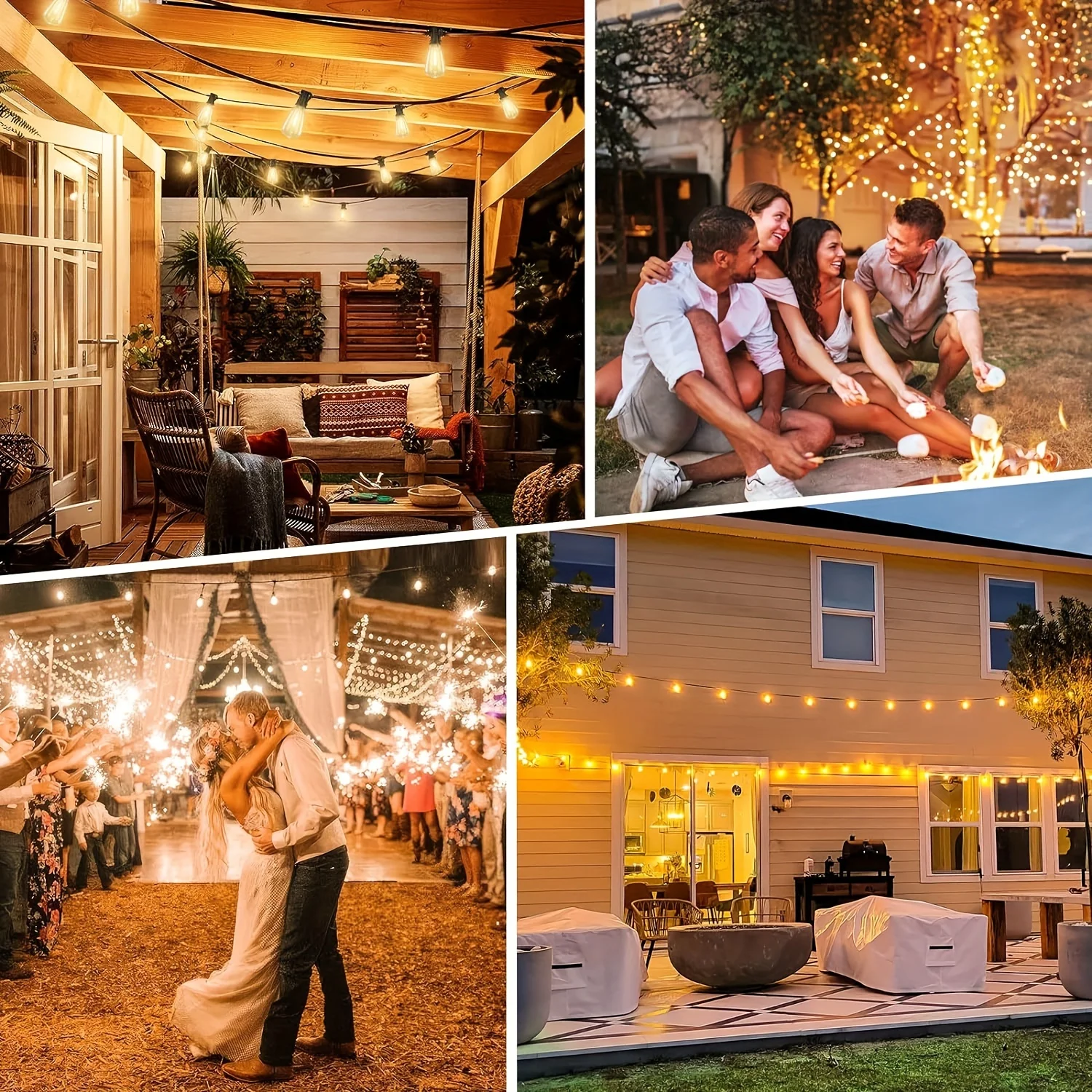 30m/100ft Outdoor Solar String Lights with Remote Control Timer Dimmable 30+2 Shatterproof Bulbs 8 Modes for Garden Patio Decor