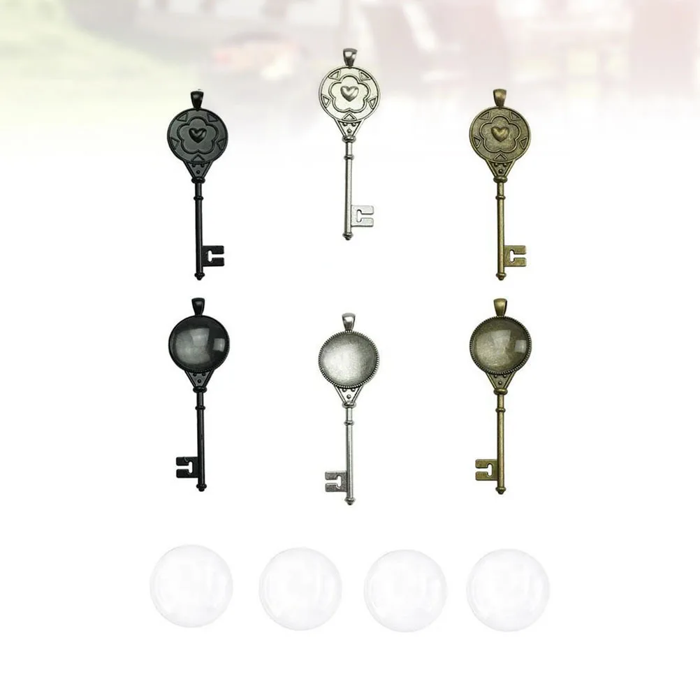 

36pcs Vintage Retro Key Accessories Alloy Pendant Decor Supplies Black Color Time Precious Stone Bottom Bracket For Diy