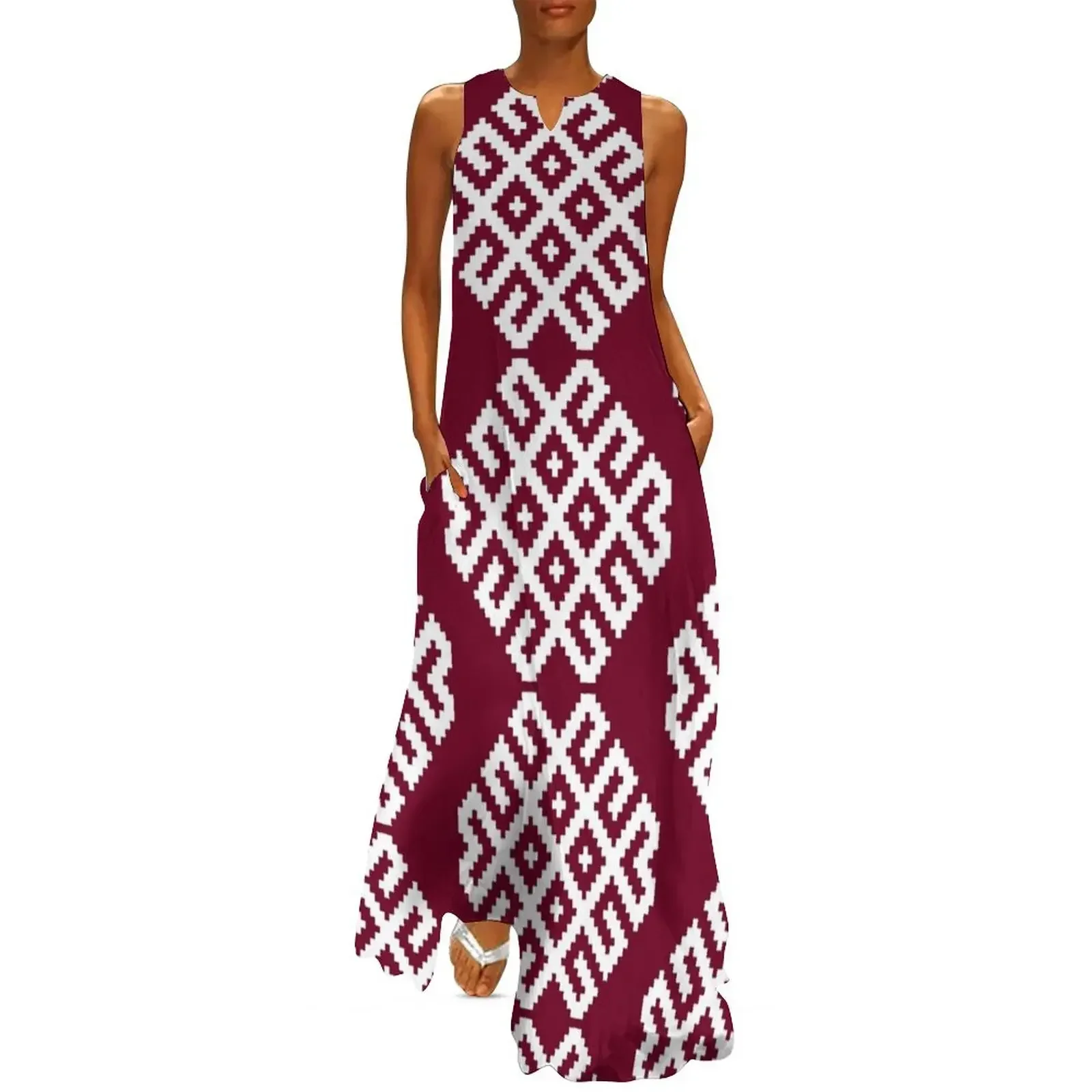 

Latvian Pattern Long Dress Summer women's clothing luxury dress Women's skirt Dress