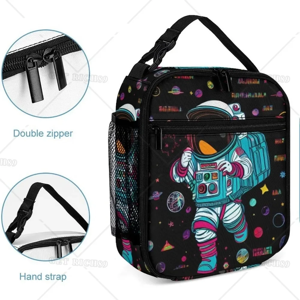 Psychedelic Space Astronaut Outer Space Art Lunch Box for WomenMen/Outdoor/Work Quick and Simple Lunch Tote Bag Organization