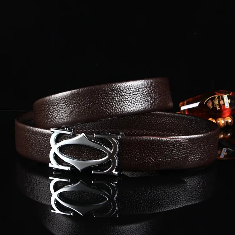 Wide New Style Korean Version Fashion All-match Men\'s Leather Belt Business Automatic Checkoff Full-Grain Leather Waistband