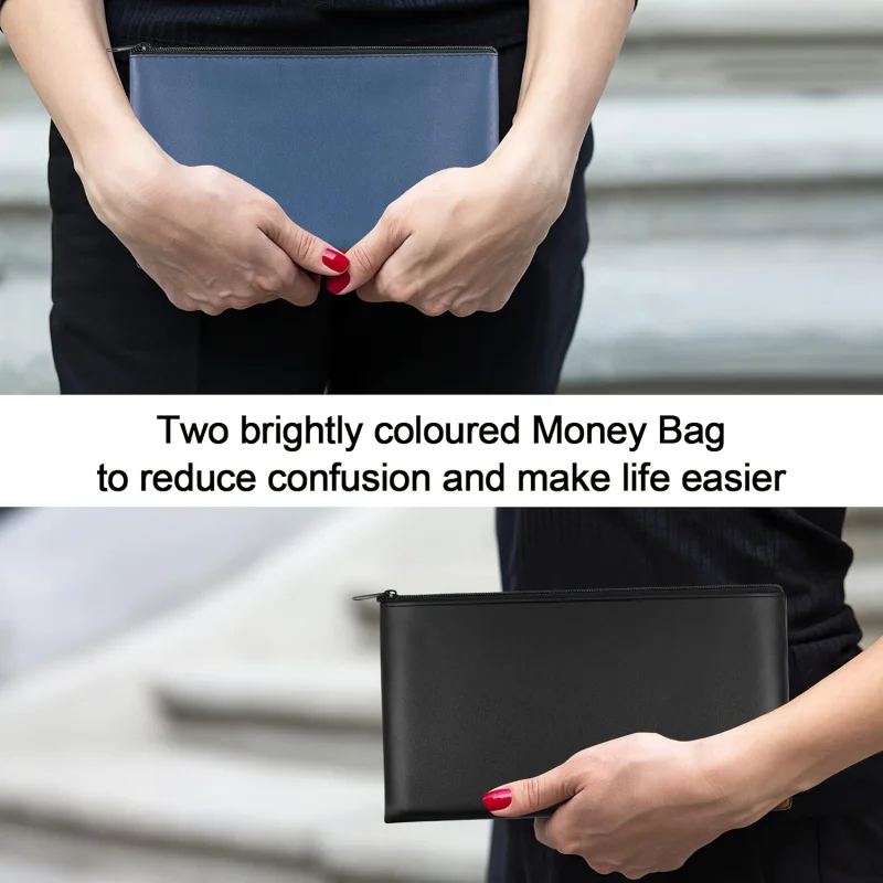 2 Pcs Zipper Money Pouch for Cash, Bank Book, Money Pouch, Cash, Coins, Cosmetics, Tickets and Tools image 2