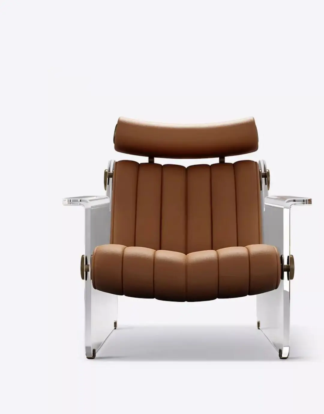 Simple acrylic leg sofa chair villa home living room full leather leisure chair modern leisure armchair