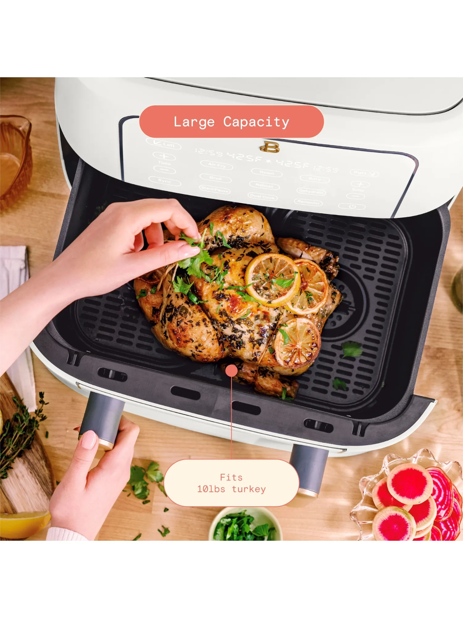 مقلاة هوائية كبيرة للتثليج الأبيض ، سعة 9qt