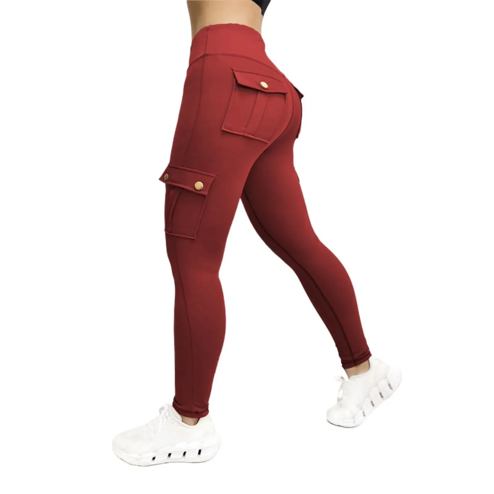 Leggings da palestra con tasche Pantaloni da fitness alla moda a vita alta da donna Leggings sportivi comodi elasticizzati skinny all'aperto