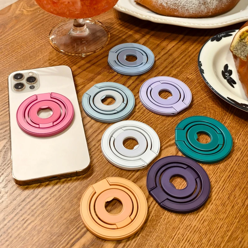 

Складной двусторонний магнитный кронштейн для Magsafe 360 ° Вращающееся кольцо-держатель с магнитом для iPhone 17, 16 Pro, Samsung